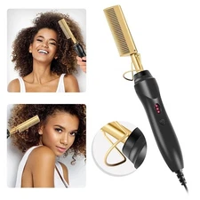 2 in 1 Electric Hot Heating Comb Hair Straightener Curler Wet Dry Hair Iron