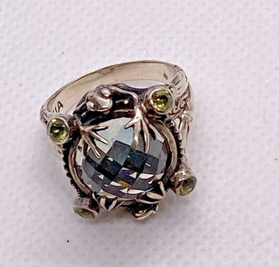 Tropical Frog Sterling Silver and Green Amethyst Cocktail Ring Kadek Hendra