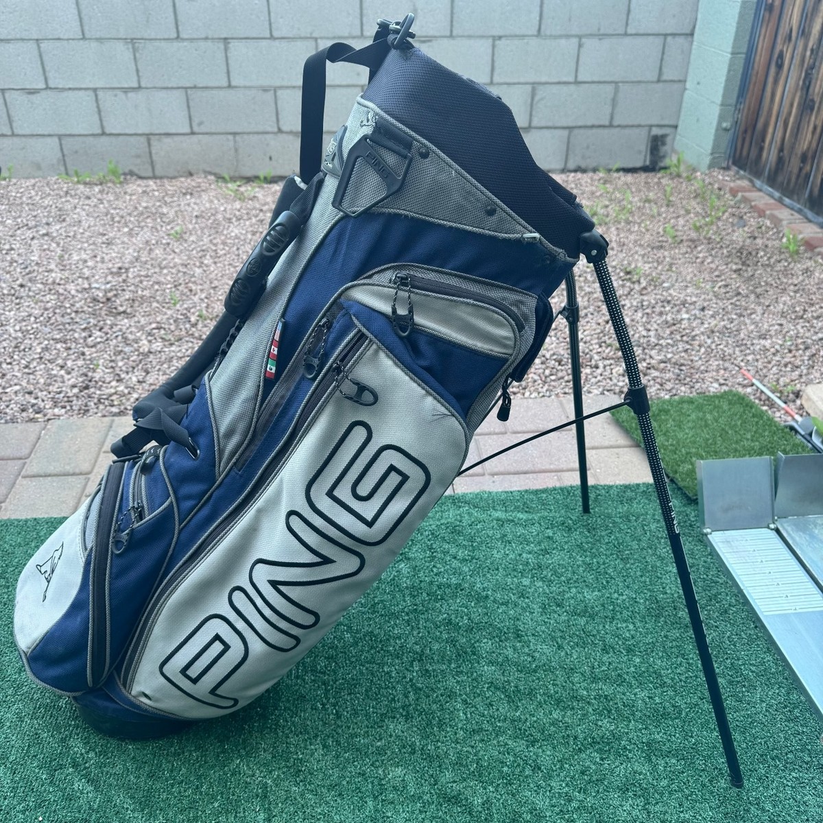 PING Hoofer Vantage Stand Golf Bag 5 Way Nylon Blue Gray Multiple