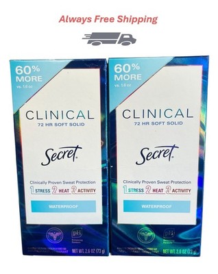 2 Pack - Secret Antiperspirant Deodorant Clinical 72Hr Waterproof Soft Solid