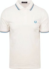 Fred Perry M3600 Twin Tipped Polo Shirt 'Offwhite/Grey/Ocean' Size Medium BNWT