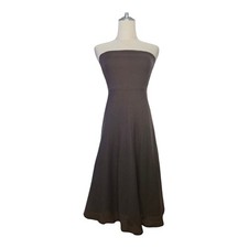 J.Crew Strapless Swiss Dot Midi Dress Brown Cotton A-Line Mid 2000s Y2K Size 2
