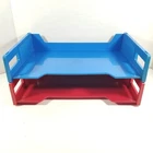 Vtg Eldon Stackable Paper Letter Tray Set 1968 RARE BLUE RED Lot 2 Tier Desk MCM