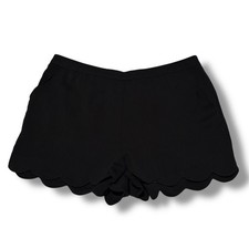 Naked Zebra Women's Scalloped Casual Shorts Black Stretch Waist Size M 31 x 2