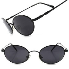 Old Fashion 80s 90s Mens Womens Black Indie Vintage Style Round Oval Sunglasses