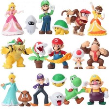 18 Pcs Set B Super Mario Bros Toy Figures Luigi Toad Yoshi Cake Toppers Party US