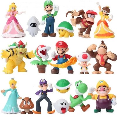 18 Pcs Set B Super Mario Bros Toy Figures Luigi Toad Yoshi Cake Toppers Party US