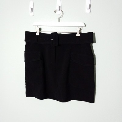Express Mini Skirt size 14, NEW! Black Cargo Pockets Y2K Style Wide Belt Career
