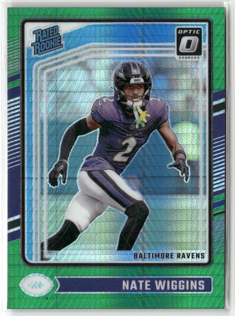 2024 Panini Donruss Optic - Nate Wiggins Rated Wiggins Green Hyper Prizm #281