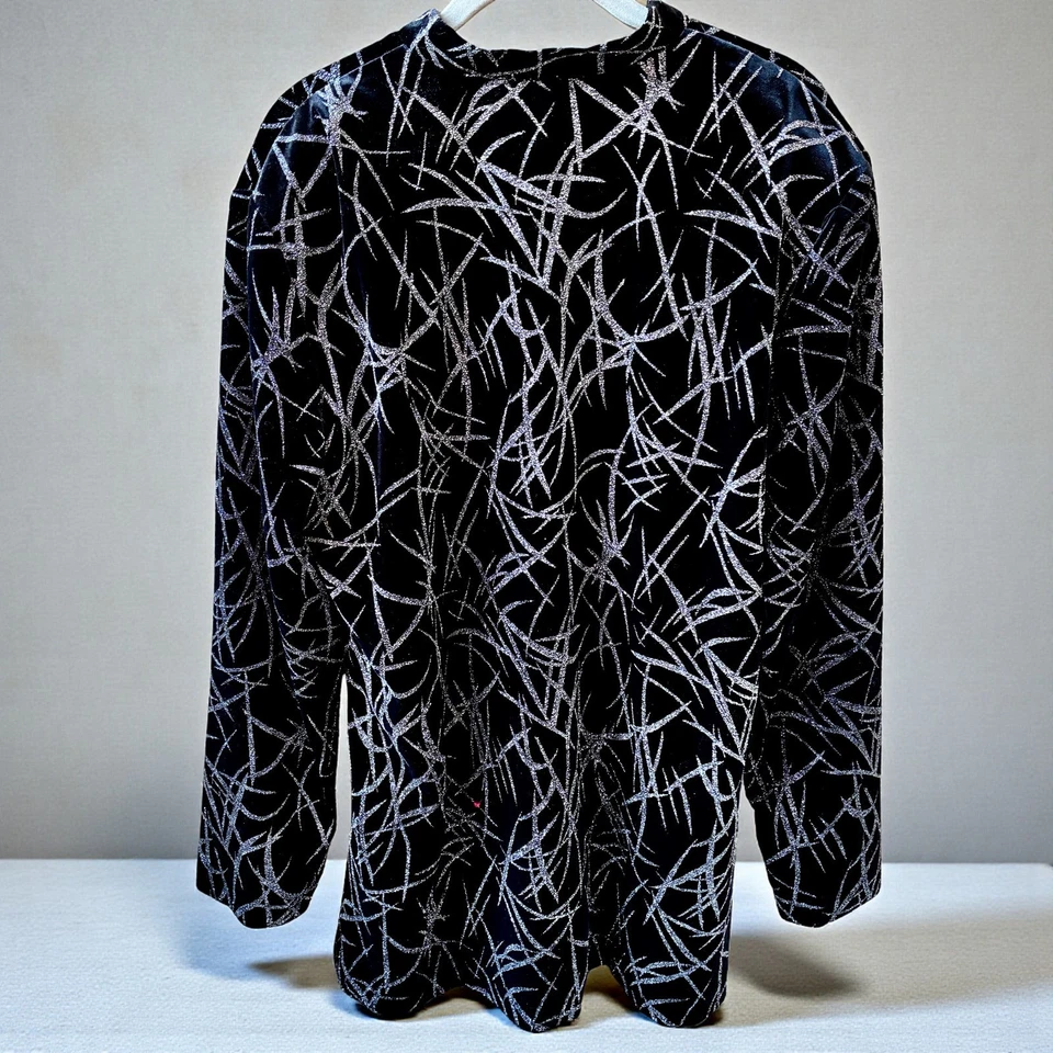 J.B.S. Ltd Evening Jacket Black Velvet Silver Sparkle Buckles Womens XL New - Image 4 of 4