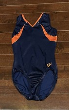 GK Leotard GYMNASTICS Navy Orange Rhinestone Tank SZ: AS