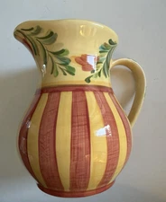 Gail Pittman 64 oz Pitcher 8 in Tall Ceramic Signed Garden Theme Southern Living