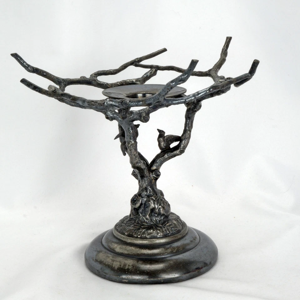 Soporte de placa de plata victoriano Aurora y cuenco pintado de vidrio con estuche austriaco siglo XIX Foto 4 de 4