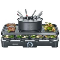 Severin RG 2347 Raclette Fondue Kombi Schwarz 1400 Watt Antihaftbeschichtung NEU