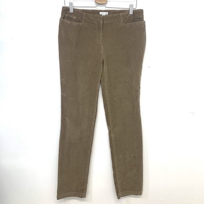 J Jill Corduroy Pants Brown Pockets Stretch Sz 8 Straight Taper Business Casual