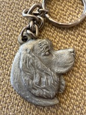 Vintage Keychain Dog Cocker Spaniel Pewter 1982