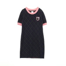【Dresses】CHANEL knit dress with emblem check pattern cashmere alpaca From Japan