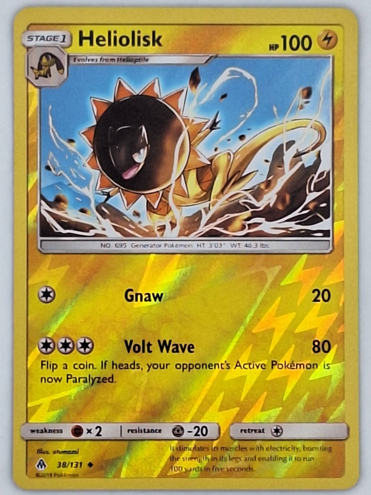 Heliolisk 38/131 Pokemon - Reverse Holo Sun & Moon Forbidden Light MP