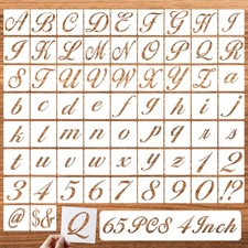 4 Inch Letter Symbol Stencils for Painting on Wood, 65 Pcs Alphabet Drawing T...