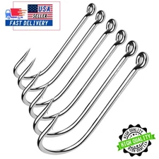 50X Long Shank O'shaughnessy Forged Fishing Hooks Stainless Saltwater Freshwater