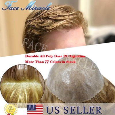 Toupee Hair for Men All PU Mens Toupee Human Hair Systems Thin Skin Man Hair Wig