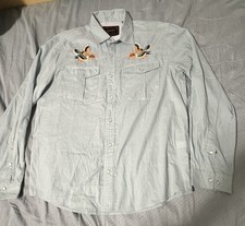 Howler Brothers Gaucho Snapshirt Men s M Teal Embroidered Pelicans Western Pearl