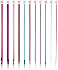 Long Crochet Hook Set, 11Pcs Tunisian Multicolor Afghan Crochet Needles for C...