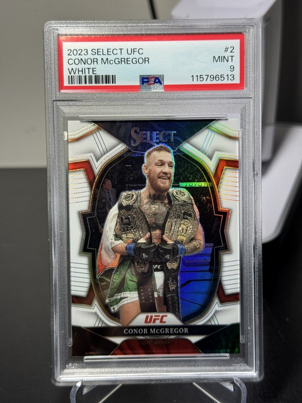 Conor McGregor - 2023 Select UFC Concourse Level White Prizm #2 /125 PSA 9 MINT