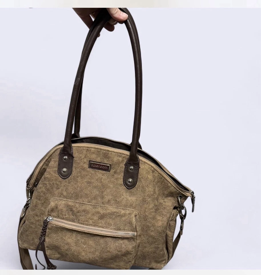 Kalencom Weathered Brown Canvas Diaper Bag Crossbody Shoulder Bag - Image 4 of 4