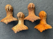 Antique Vintage Set 4 Cast Iron Claw Feet Foot Bath Tub Rusty Distressed