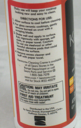 kenmore cleaning cream for smooth top range