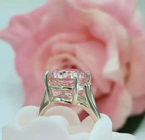 Art Deco Style Lab-Created Diamond Pink Sapphire Wedding Ring 14k White Gold FN - Picture 6 of 10