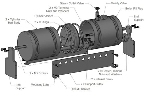 Live Steam - Horizontal Duplex Electric Model Steam Engine Boiler Kit - Picture 3 of 5