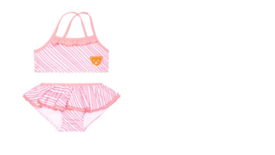 Steiff bikini/tankini with ruffle, pink striped size 116 UPF 50+