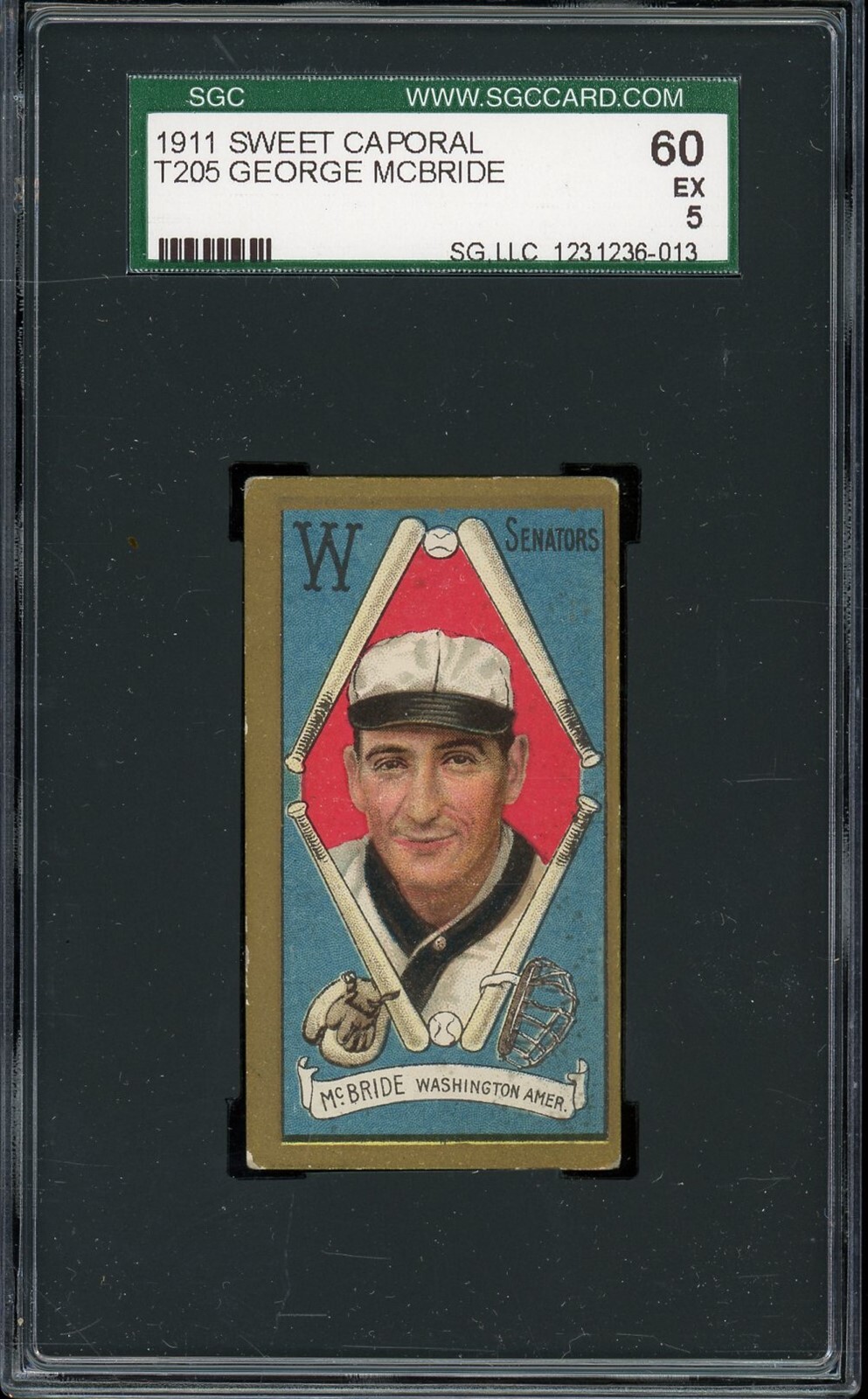 1911 T205 Gold Border Tobacco George McBride SGC 5