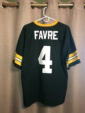 VINTAGE LOGO 7 Brett Favre #4 GREEN BAY PACKERS Old Green Jersey Mens Size Large
