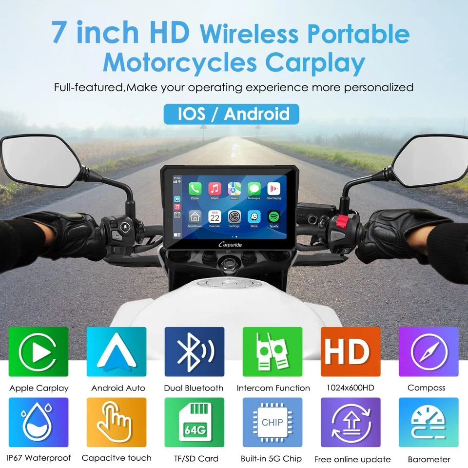 Carpuride W702Pro Moto CarPlay Intercom Function Wireless CarPlay Android Auto - Image 2 of 4