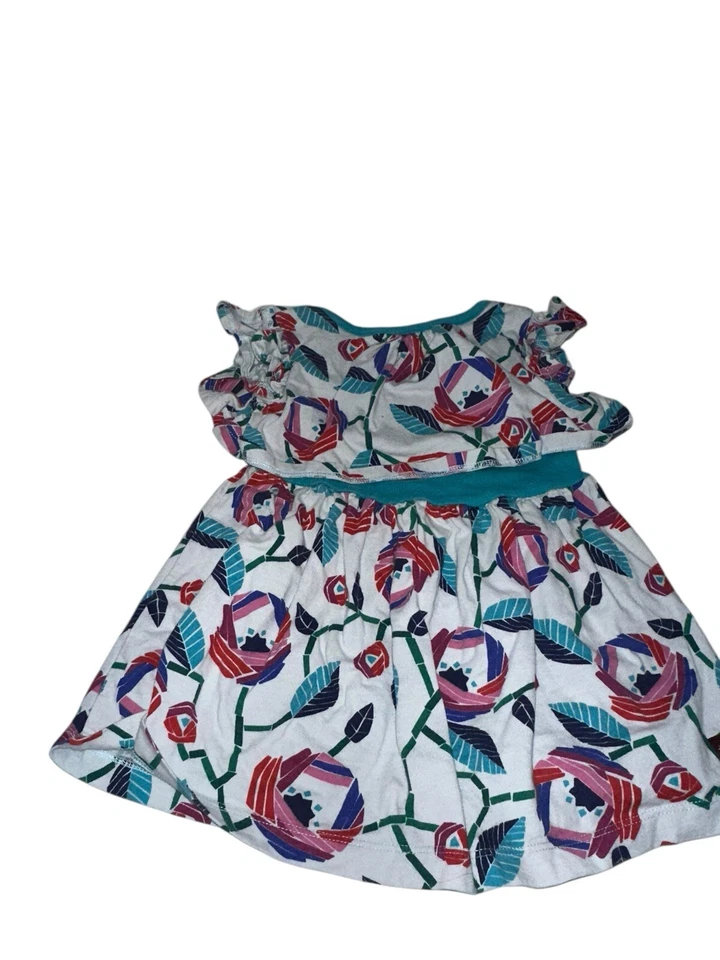 Vestido de mosaico de Marruecos para niñas pequeñas Tea Collection talla 12-18 M azul floral Foto 2 de 4