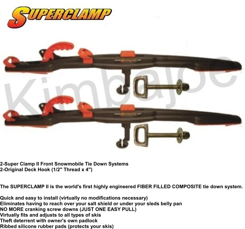 2 Superclamp II Snowmobile Trailer Tie Down Front w 4