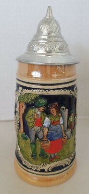 Vintage Germany Lusterware DRM Stein W Beer, Dear & Song, No Dull Life