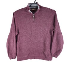 Mens Burgundy Tasso Elba Sweater 1/4 Zip 100 Cotton Long Sleeve Size XL