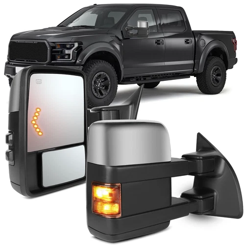 Pair Tow Mirrors Chrome Power+Heated Signal Mirror New For Ford F250 1999-2007