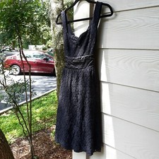 Juniors Dress Medium Black Lace Satin
