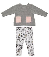 ANDY & EVAN Girls/Toddler 29048-4Y4 SHIMMER Gray & GRAPHIC LEGGINGS SET  9-12 m 