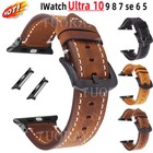 Leather iWatch Band For Apple Watch 11 10 9 8 7 6 Ultra 3 2 44/45/46/49mm Strap
