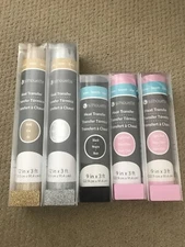 5 Asst Lot Silhoutte Heat Transfer 9 x 3, 12 x 3 Pink Black Gold Silver