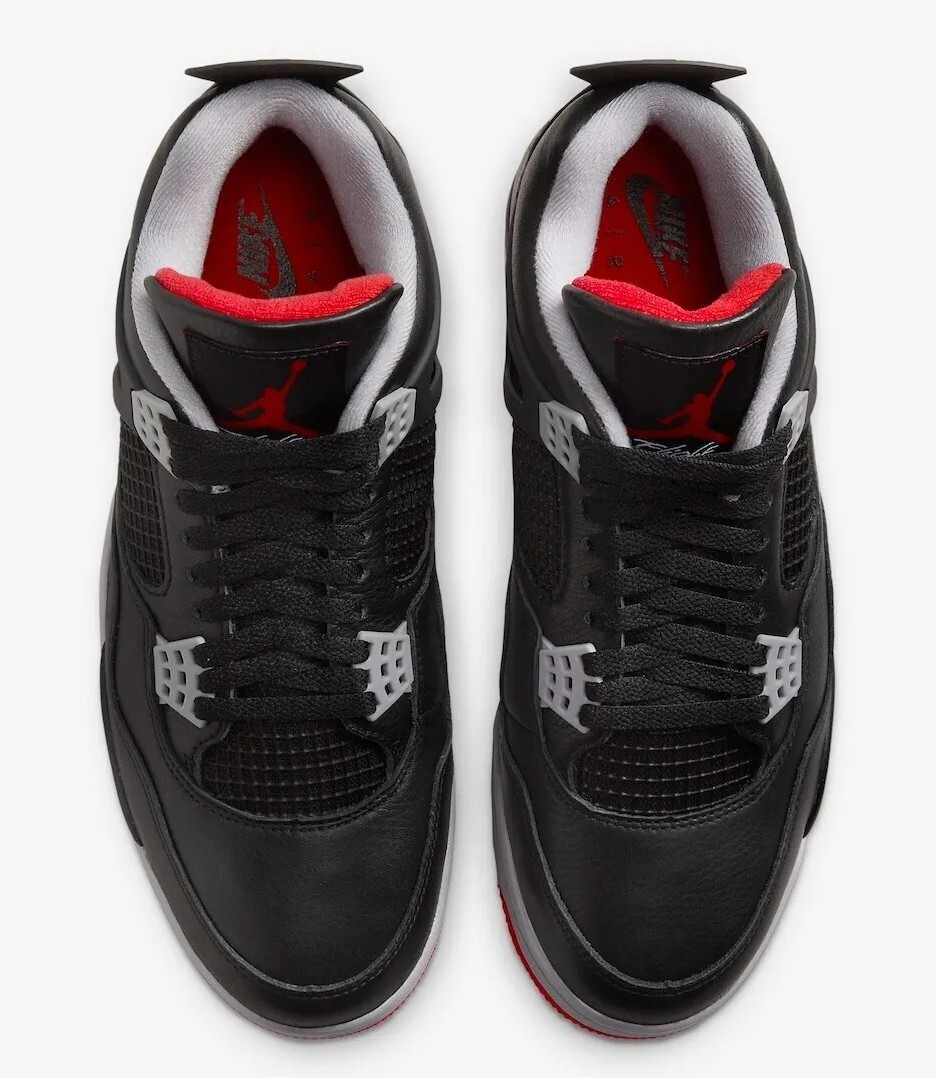 シューズ(男性用) NIKE Air Jordan 4 Black/Red/Grey Nike Air Jordan 4 Bred Reimagined Black Red AJIV FV5029-006