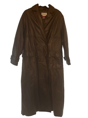 Together! Women s Leather Jacket Trench Coat Brown Size 6