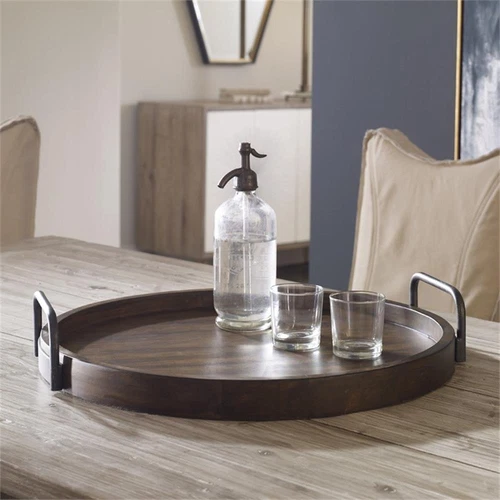 Uttermost Reine Coastal MDF Wood and Metal Serving Tray in Brown/Gray - Picture 5 of 5