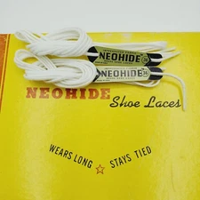 2 PAIR White 36 Inch WAXED DRESS SHOE  LACE STRING Neohide  USA 36" NOS Light